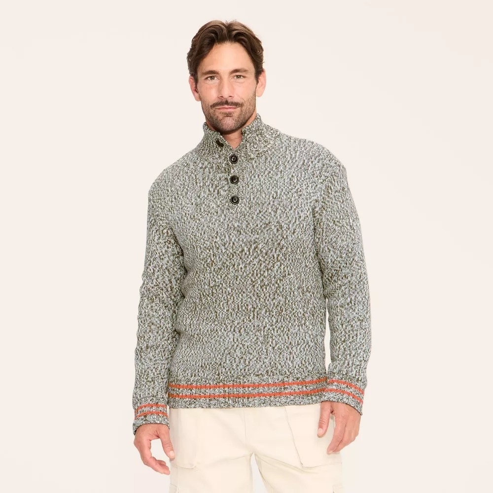 Woolrich x Target Men's L / Large Marl Pullover Sweater Olive Green NWT